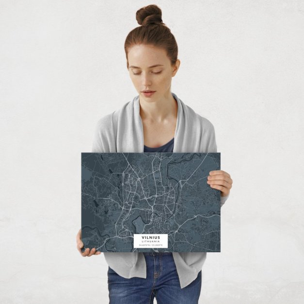 Plakat metalowy Mapa Navy Wilno M