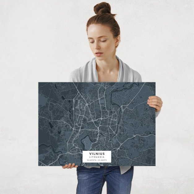 Plakat metalowy Mapa Navy Wilno L
