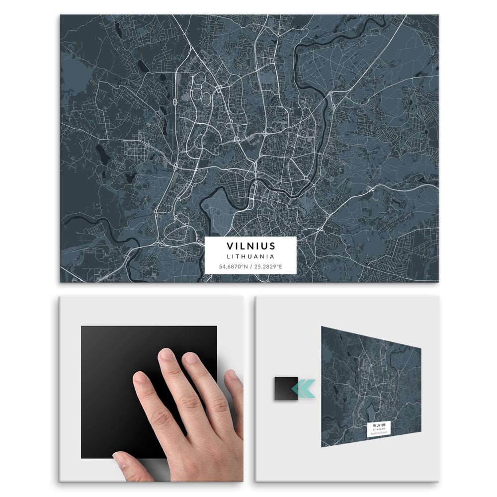 Plakat metalowy Mapa Navy Wilno L