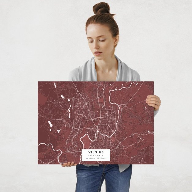 Plakat metalowy Mapa Burgund Wilno L