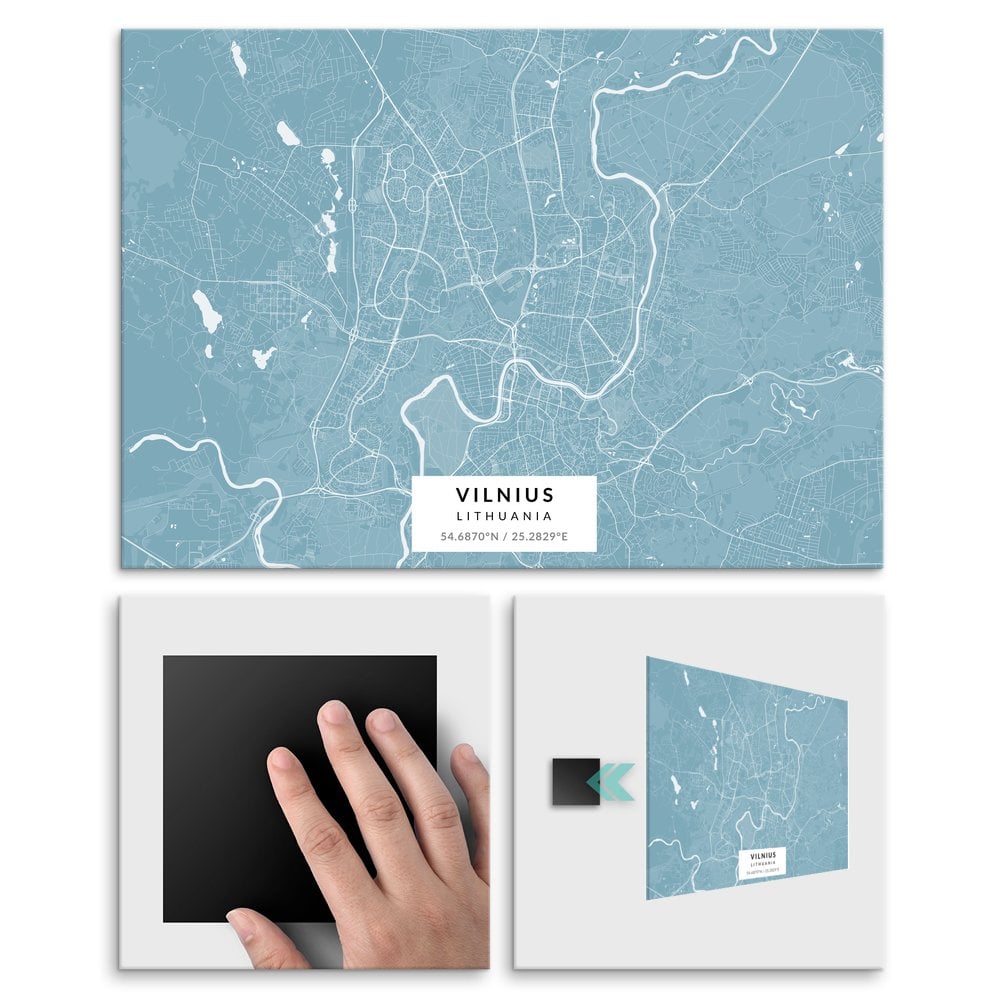 Plakat metalowy Mapa Lazur Wilno L