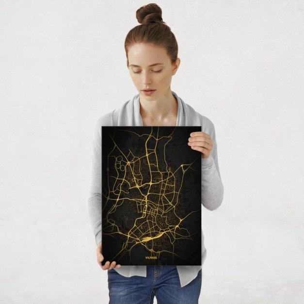 Plakat metalowy Mapa City Lights Wilno M