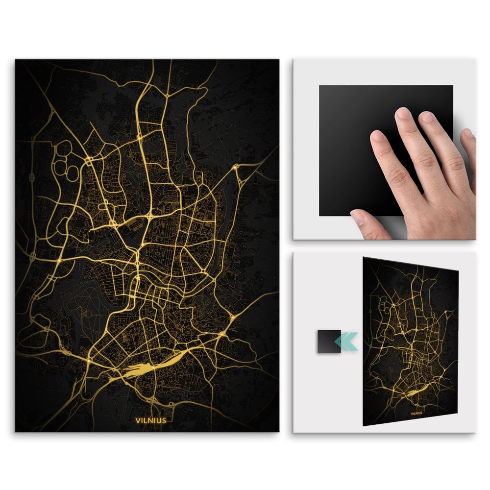 Plakat metalowy Mapa City Lights Wilno M