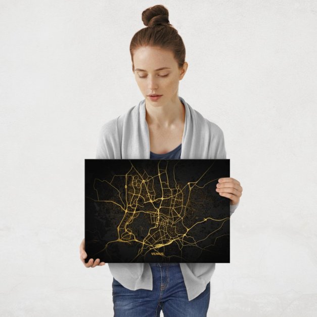 Plakat metalowy Mapa City Lights Wilno M
