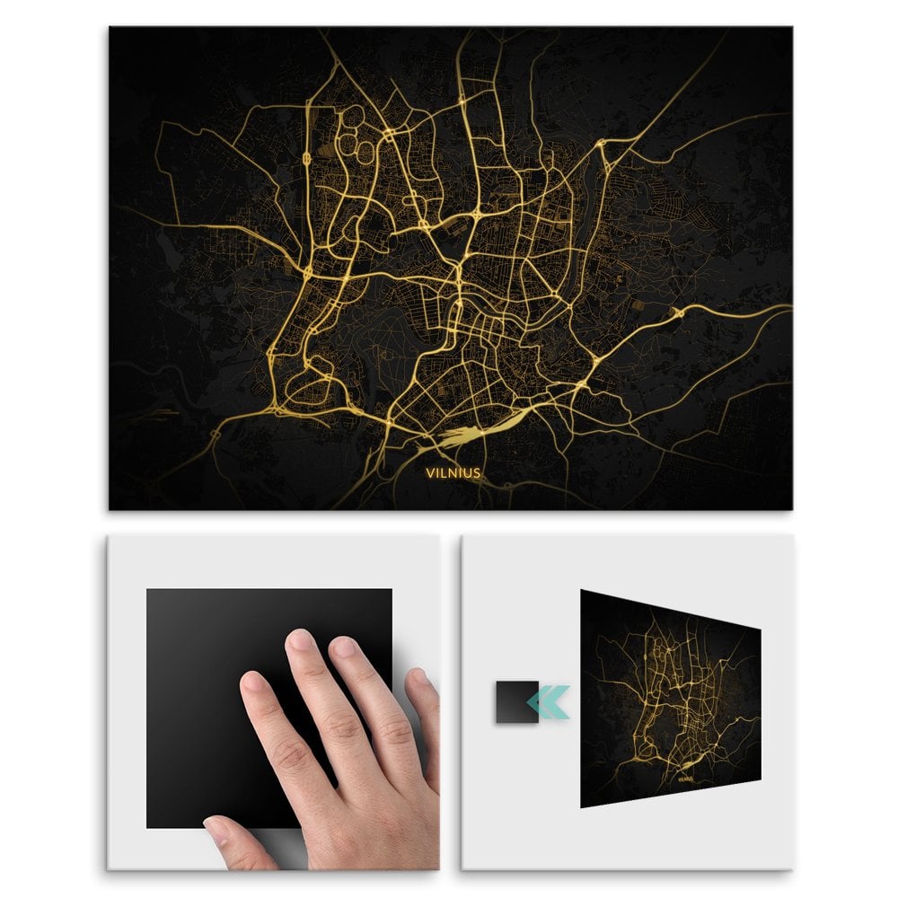 Plakat metalowy Mapa City Lights Wilno L