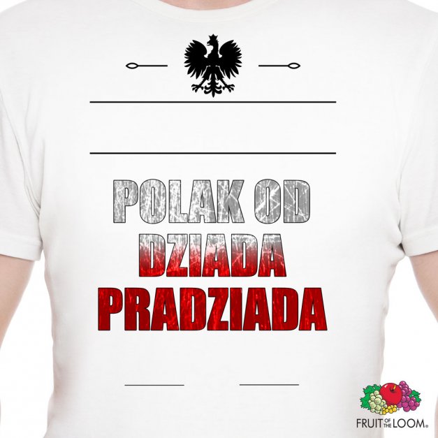 Koszulka męska biała z nadrukiem dla żołnierza kibica na urodziny