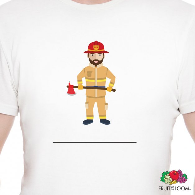 Koszulka męska biała z nadrukiem dla strażaka