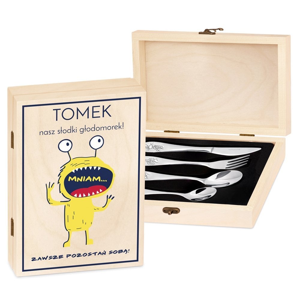 Sztuce grawerowane Disney Myszka Minne w etui z nadrukiem dla chopca na imieniny
