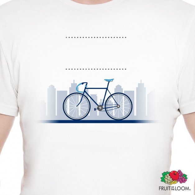 Koszulka męska biała z nadrukiem dla rowerzysty