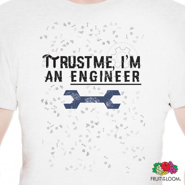 Koszulka męska biała z nadrukiem dla inżyniera