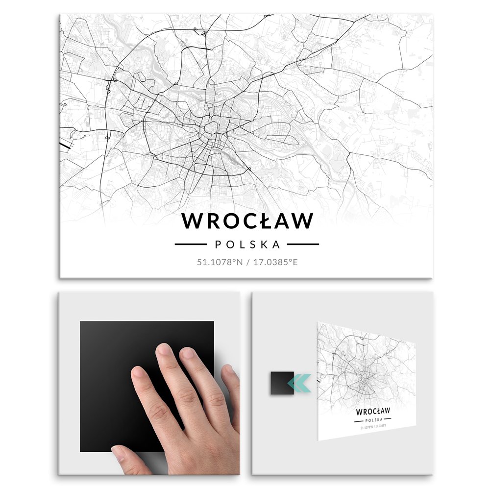 Plakat metalowy Mapa B&W Wrocaw M