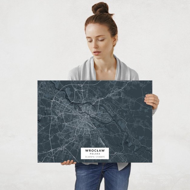 Plakat metalowy Mapa Navy Wrocław L