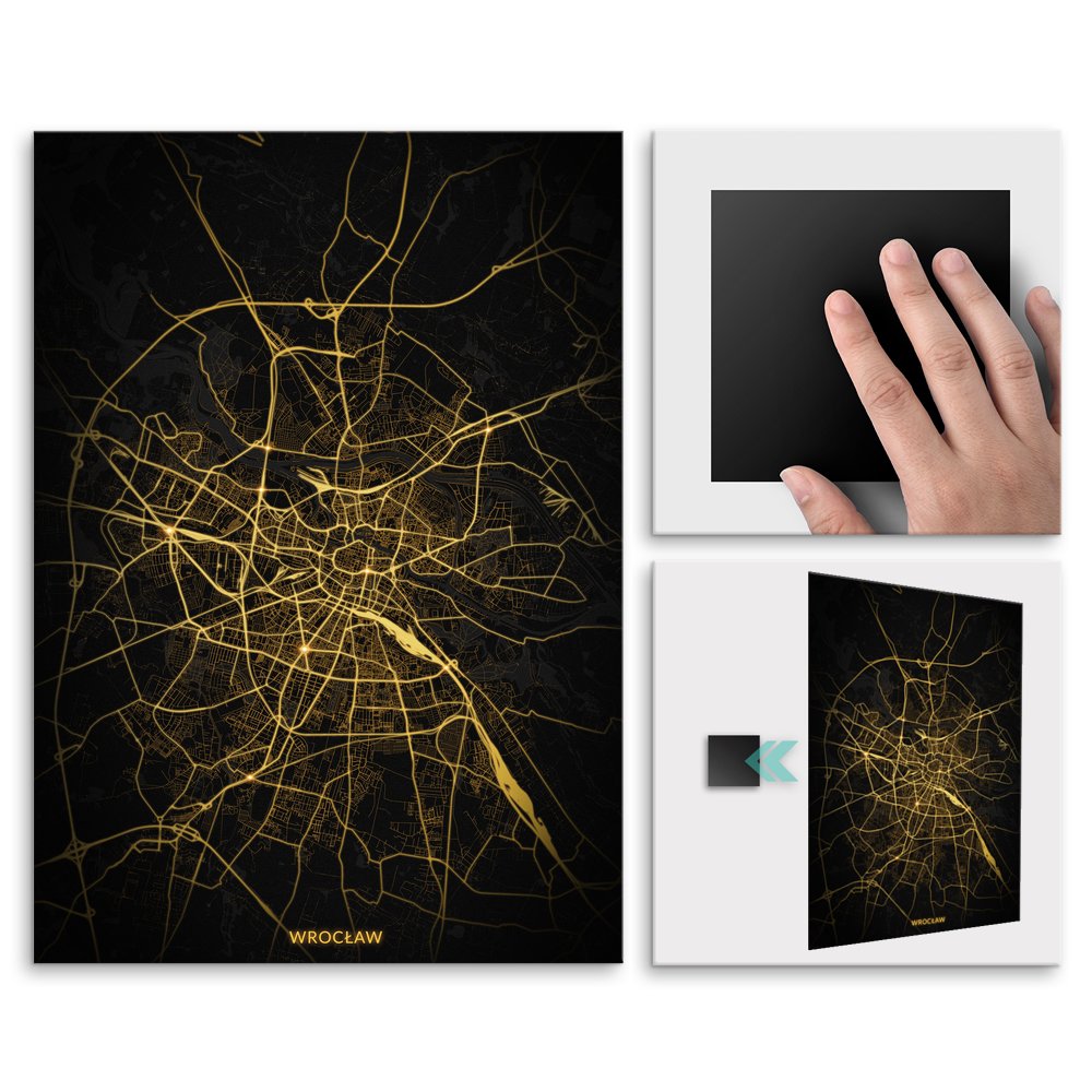 Plakat metalowy Mapa City Lights Wrocaw M