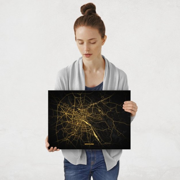 Plakat metalowy Mapa City Lights Wrocław M