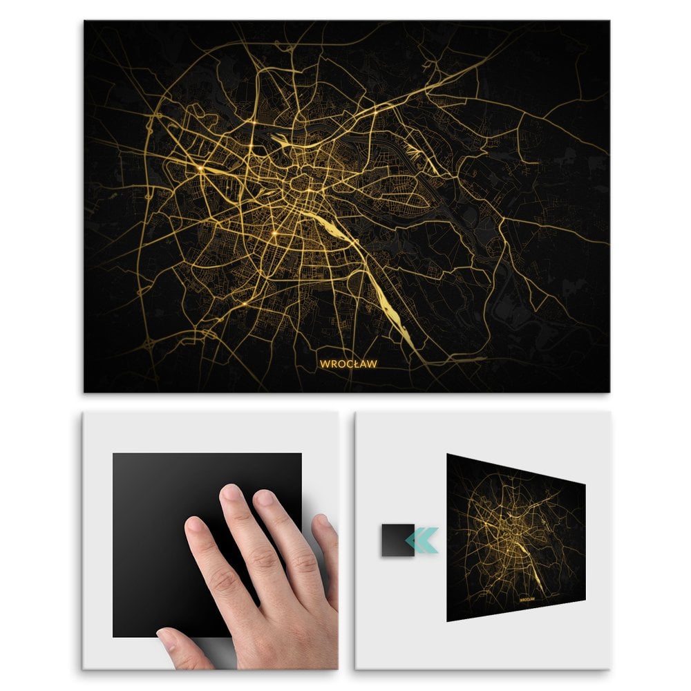 Plakat metalowy Mapa City Lights Wrocaw M