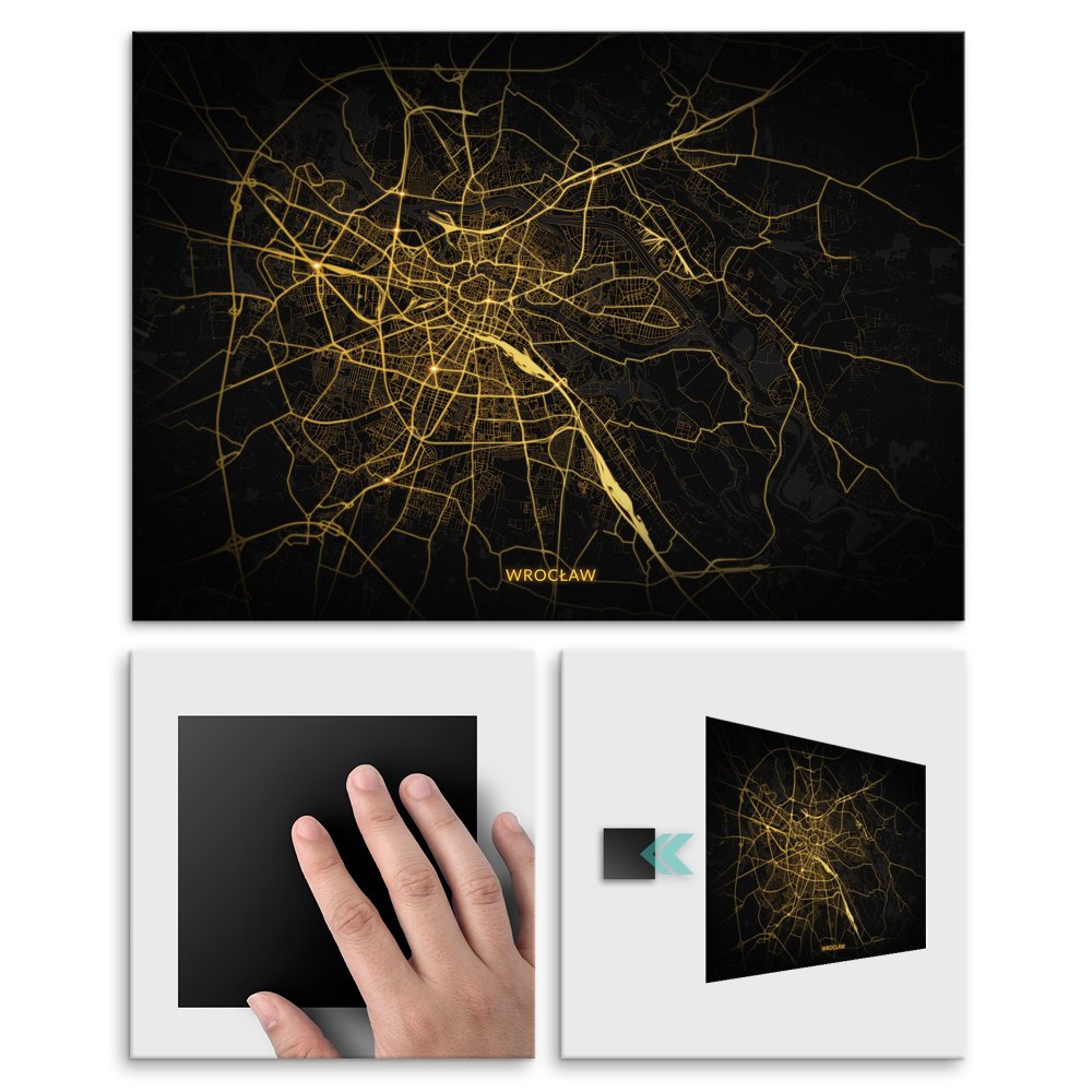 Plakat metalowy Mapa City Lights Wrocaw L