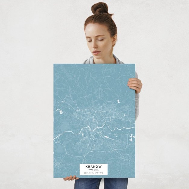 Plakat metalowy Mapa Lazur Kraków L