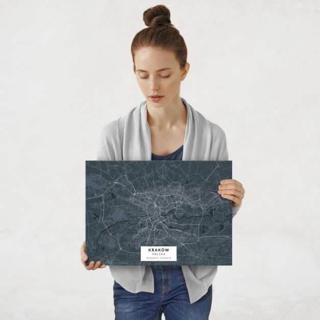 Plakat metalowy Mapa Navy Kraków M