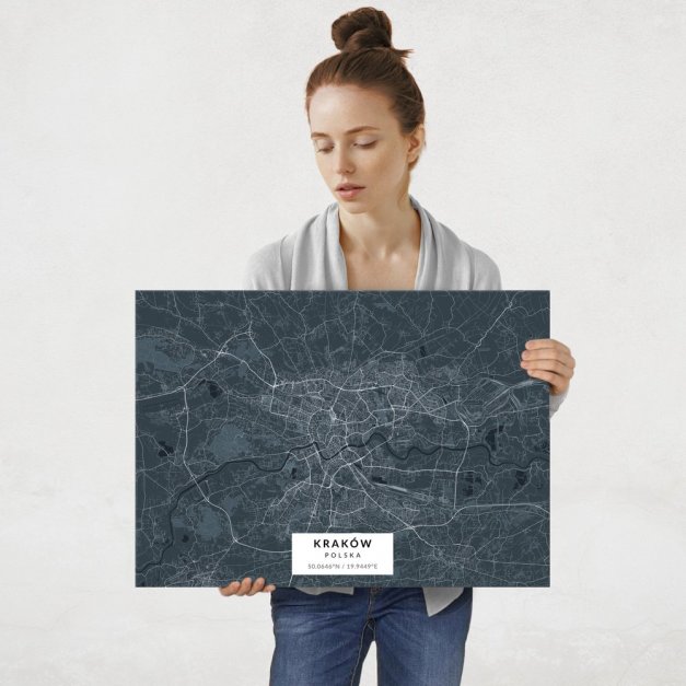 Plakat metalowy Mapa Navy Kraków L