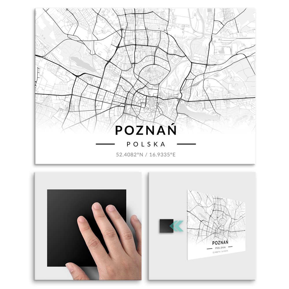 Plakat metalowy Mapa B&W Pozna M