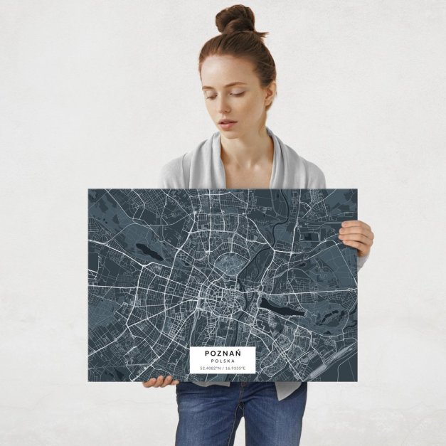 Plakat metalowy Mapa Navy Poznań L
