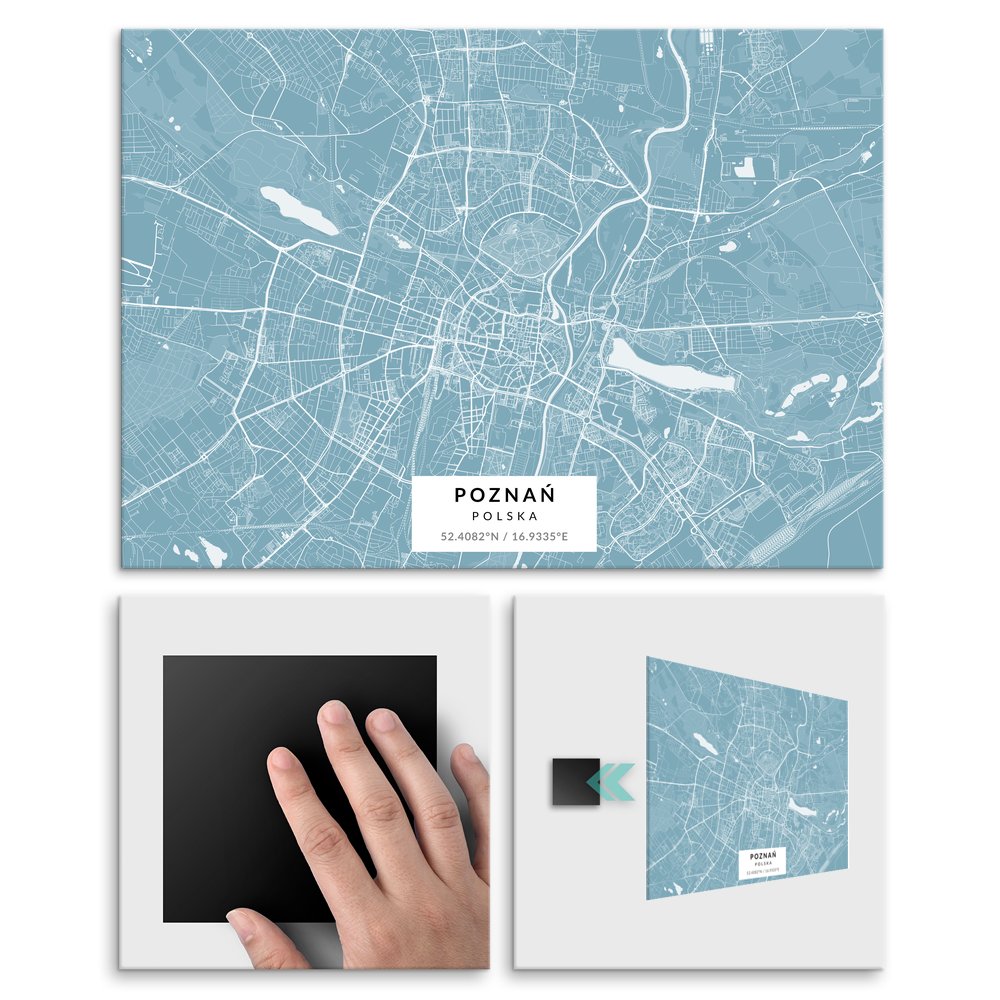 Plakat metalowy Mapa Lazur Pozna L