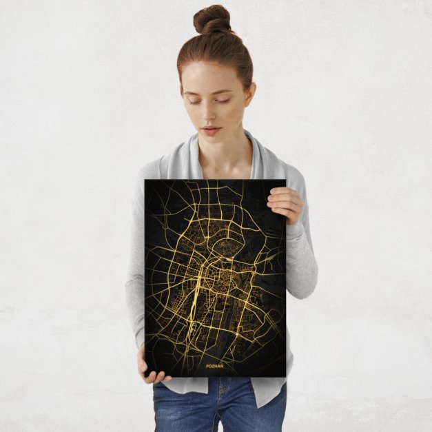 Plakat metalowy Mapa City Lights Poznań M