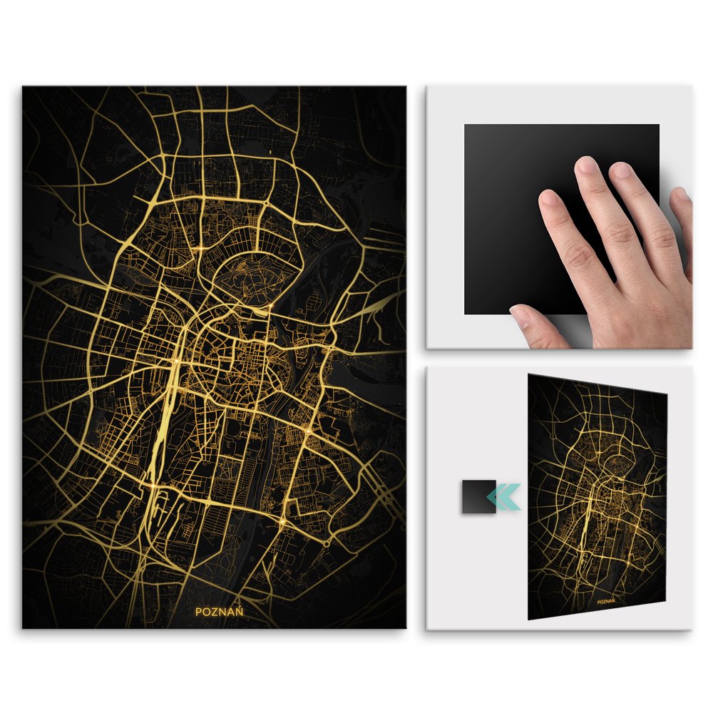 Plakat metalowy Mapa City Lights Pozna L
