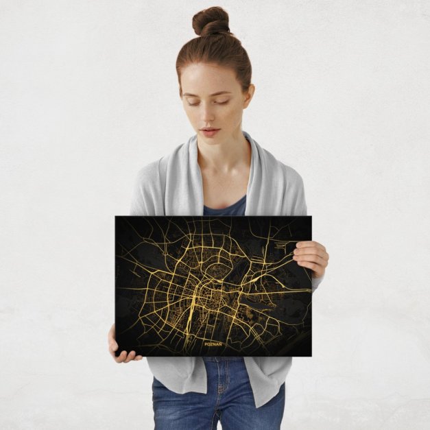 Plakat metalowy Mapa City Lights Poznań M