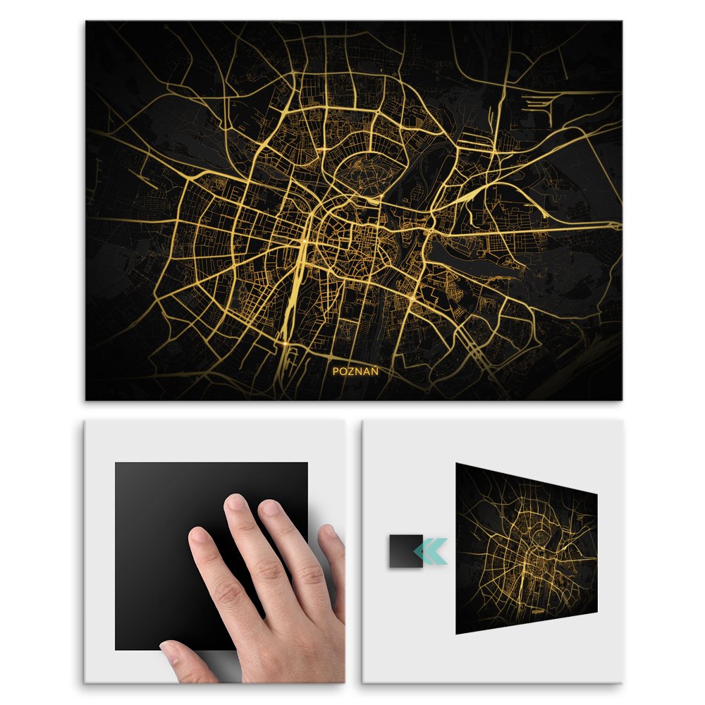 Plakat metalowy Mapa City Lights Pozna M