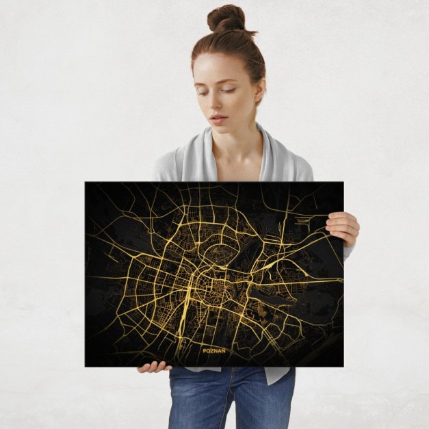 Plakat metalowy Mapa City Lights Poznań L