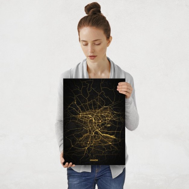 Plakat metalowy Mapa City Lights Kraków M