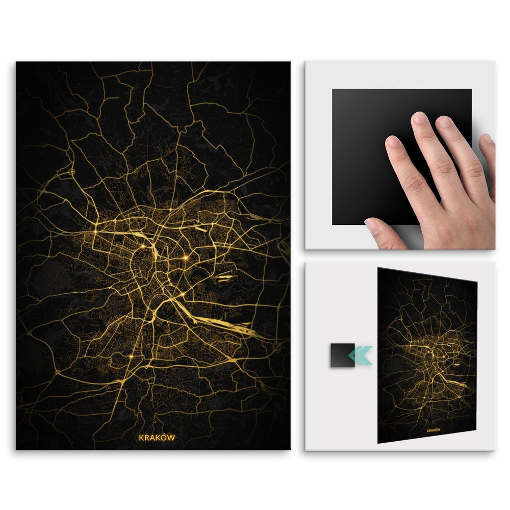 Plakat metalowy Mapa City Lights Krakw M