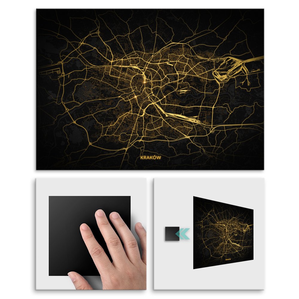 Plakat metalowy Mapa City Lights Krakw M