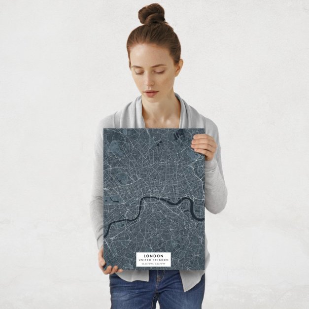 Plakat metalowy Mapa Navy Londyn M