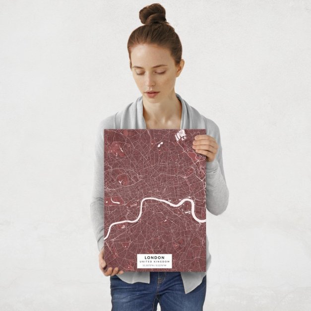 Plakat metalowy Mapa Burgund Londyn M