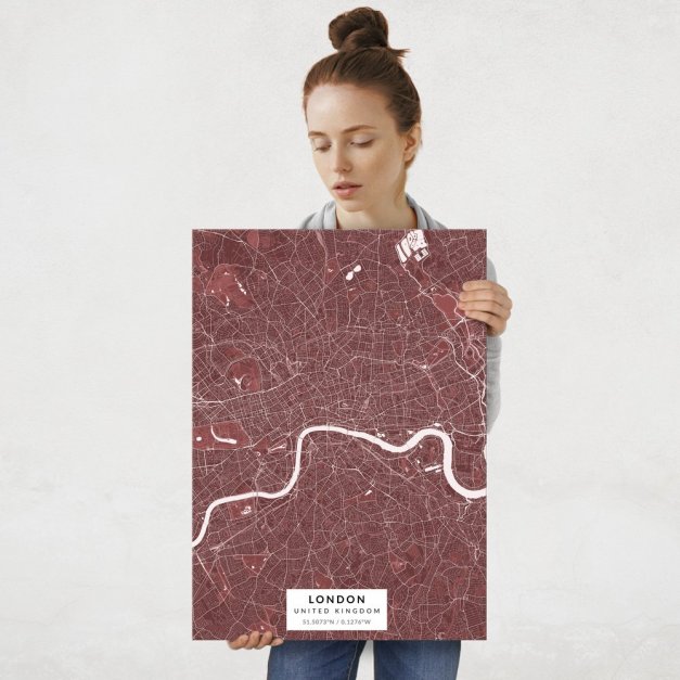 Plakat metalowy Mapa Burgund Londyn L