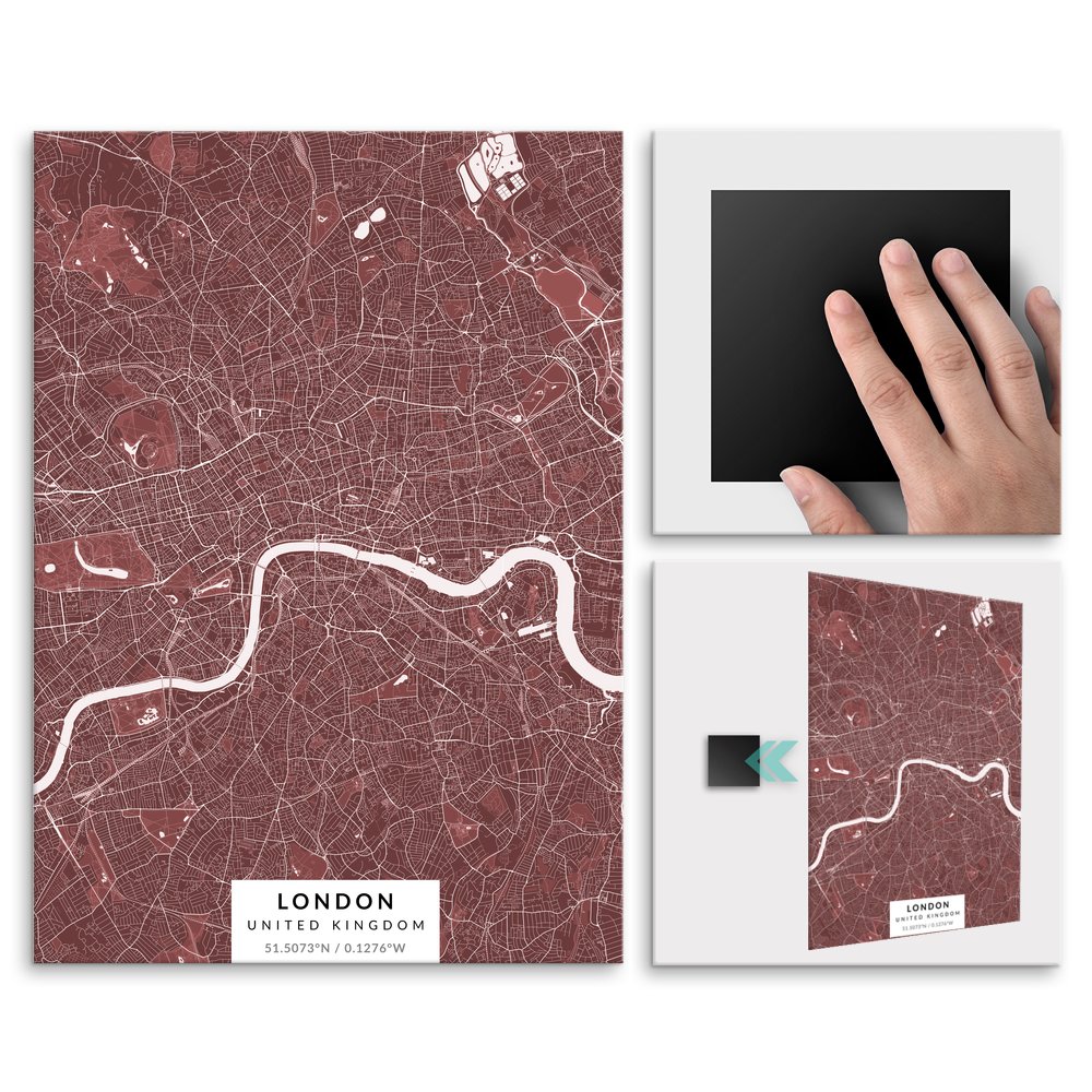 Plakat metalowy Mapa Burgund Londyn L