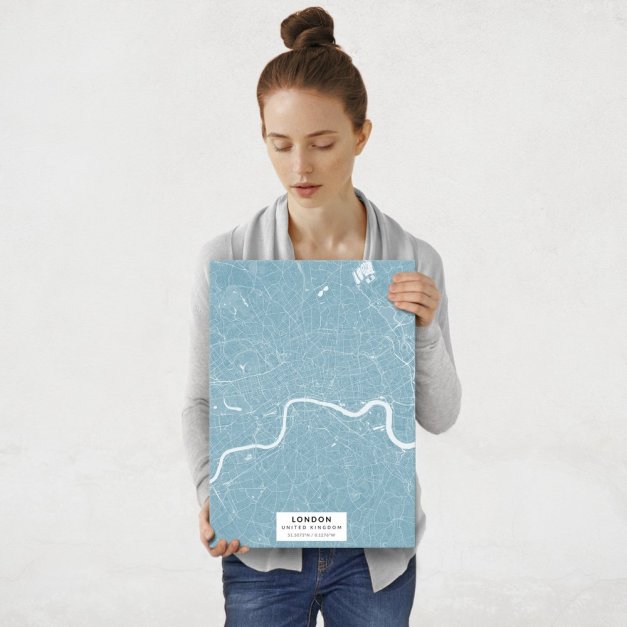 Plakat metalowy Mapa Lazur Londyn M