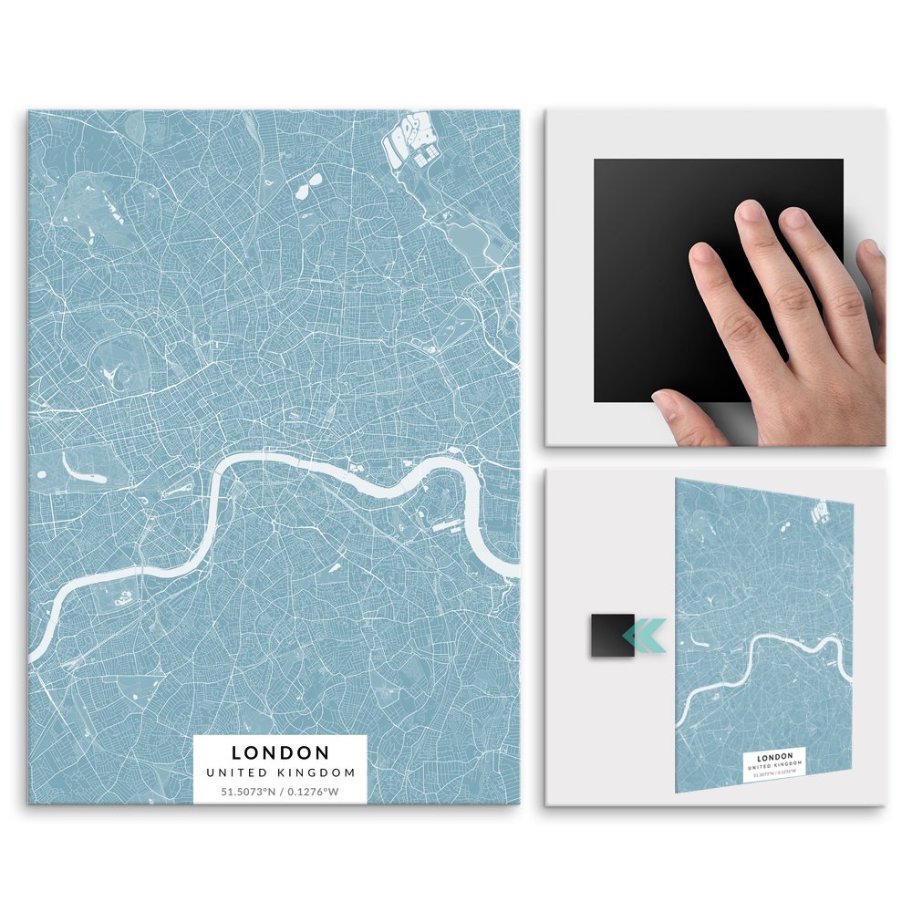 Plakat metalowy Mapa Lazur Londyn M