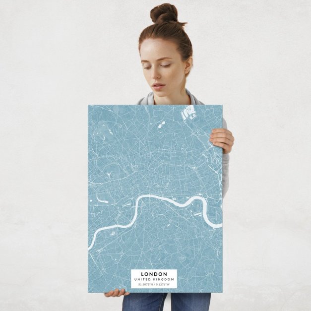 Plakat metalowy Mapa Lazur Londyn L