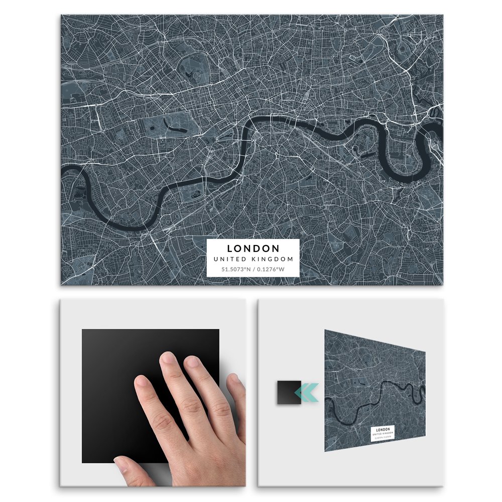 Plakat metalowy Mapa Navy Londyn M