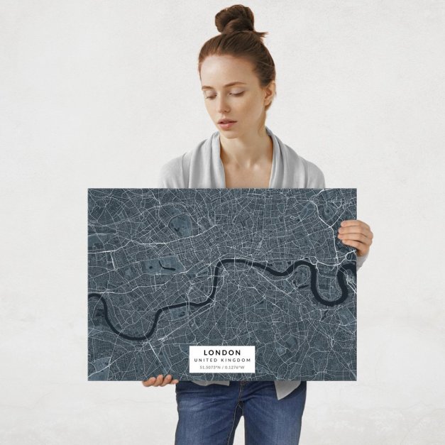 Plakat metalowy Mapa Navy Londyn L
