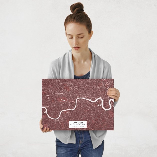 Plakat metalowy Mapa Burgund Londyn M