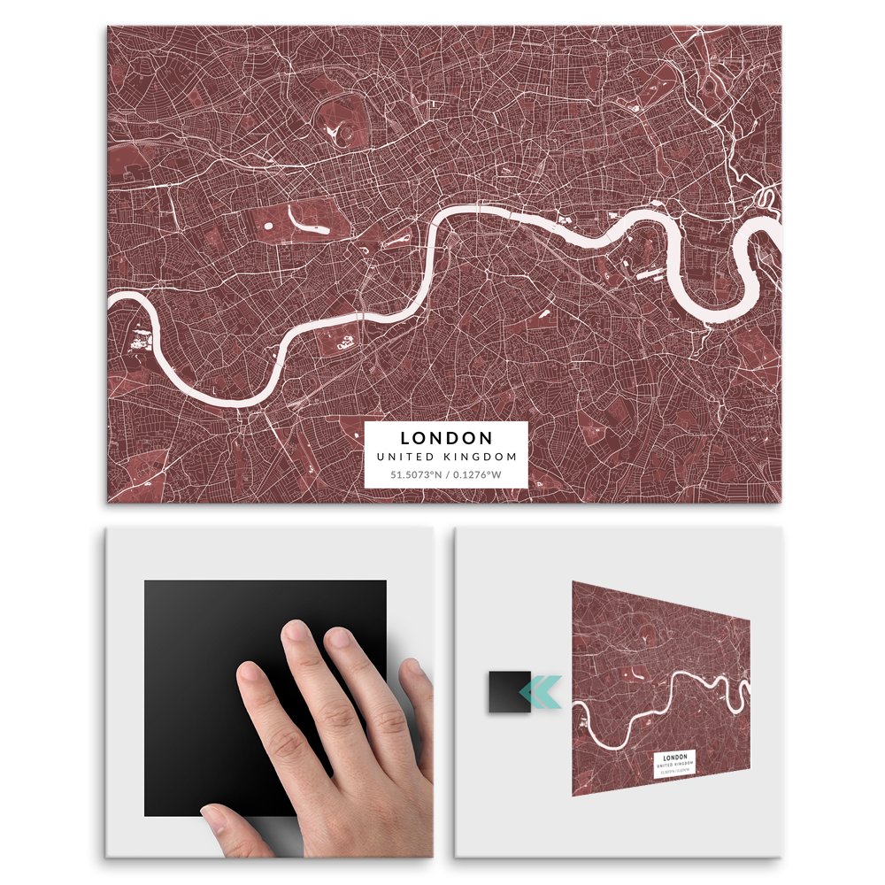 Plakat metalowy Mapa Burgund Londyn M