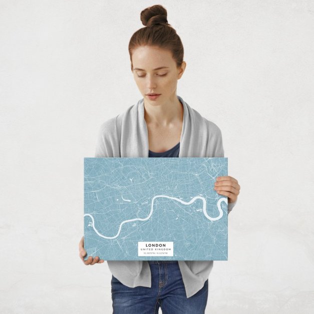 Plakat metalowy Mapa Lazur Londyn M