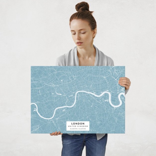 Plakat metalowy Mapa Lazur Londyn L
