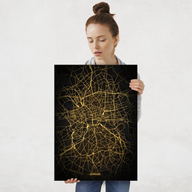 Plakat metalowy Mapa City Lights Londyn L