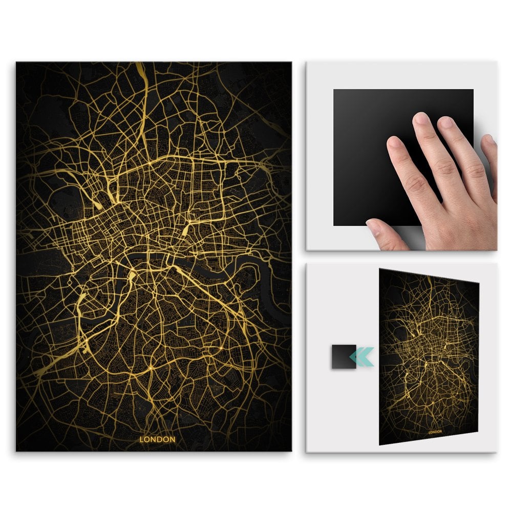 Plakat metalowy Mapa City Lights Londyn L
