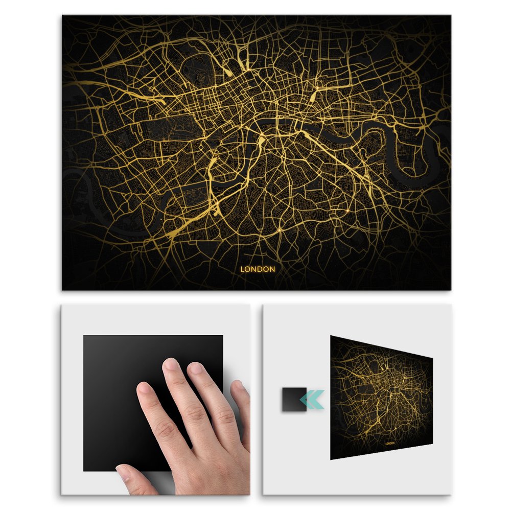 Plakat metalowy Mapa City Lights Londyn M